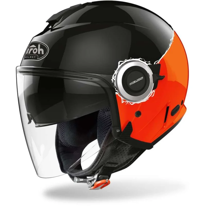 Di Tendenza Airoh HELIOS Double Visor Jet Motorcycle Helmet Black Orange Glossy