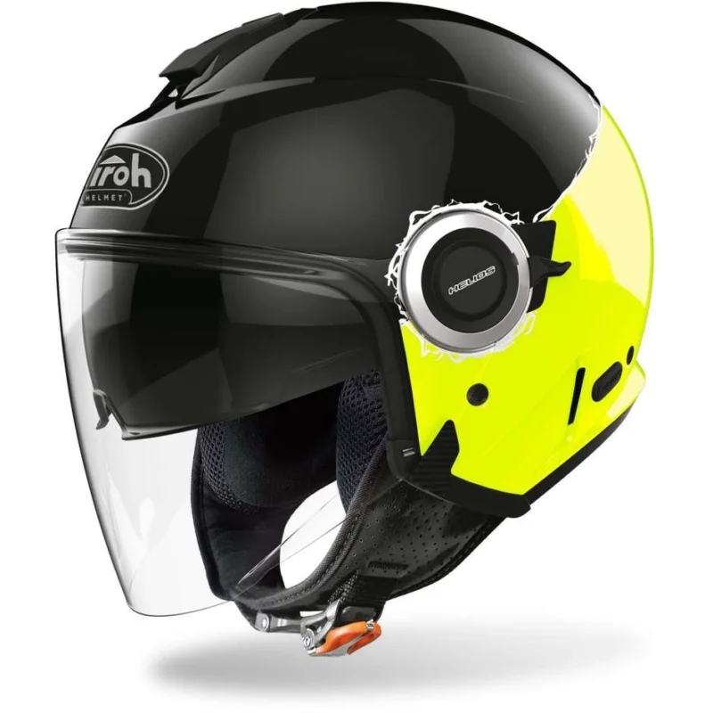 Sconto Airoh HELIOS Fluo Double Visor Motorcycle Helmet Black Glossy Yellow