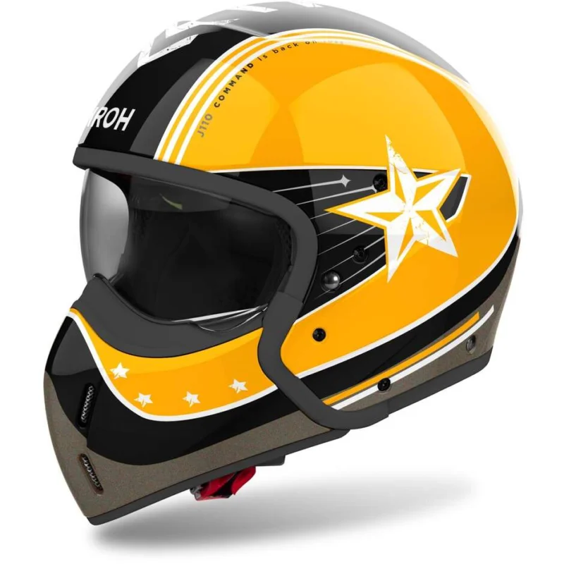 Airoh J110 COMMAND Jet Motorcycle Helmet Glossy Yellow Popolare