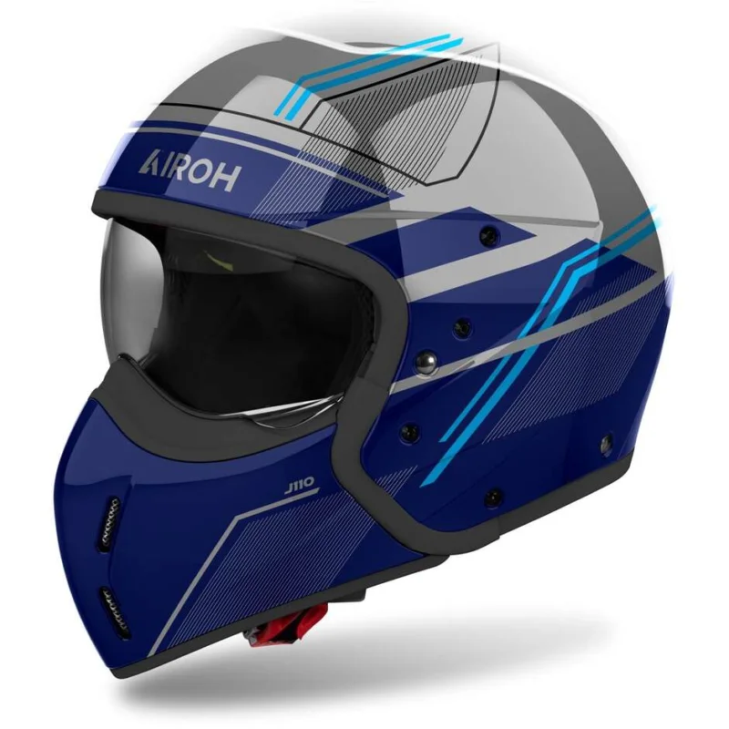 Airoh J110 SLIM Jet Motorcycle Helmet Glossy Blue Esclusivo