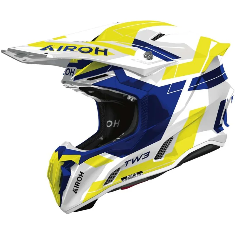Airoh TWIST 3 DYNASTY Motocross Enduro Helmet, Glossy Blue and Yellow Spedizione Gratuita