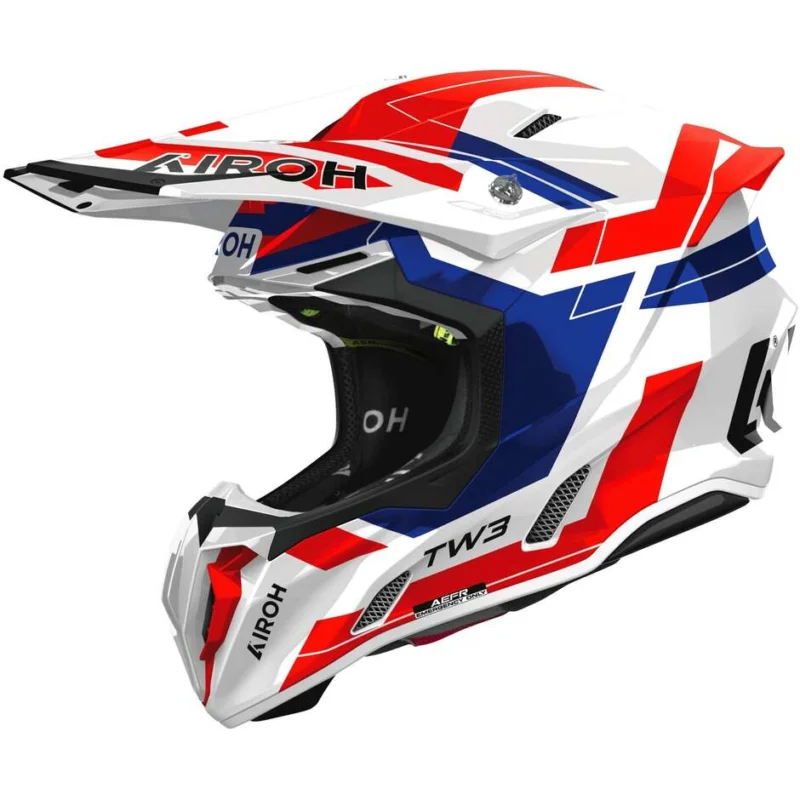 Occasione Airoh Twist 3 Dynasty Motocross Enduro Helmet, Glossy Red and Blue