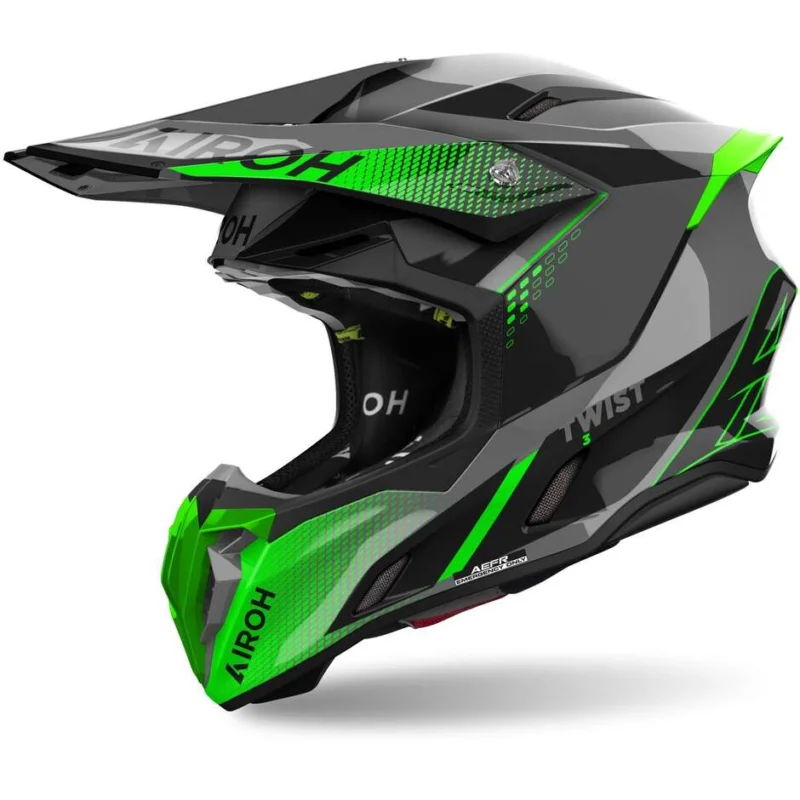 Airoh TWIST 3 SHARD Cross Enduro Motorcycle Helmet Glossy Green Affare
