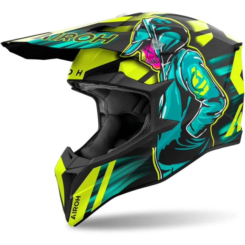 Airoh WRAAAP CYBER Matt Yellow Cross Enduro Motorcycle Helmet Promo Stagionale