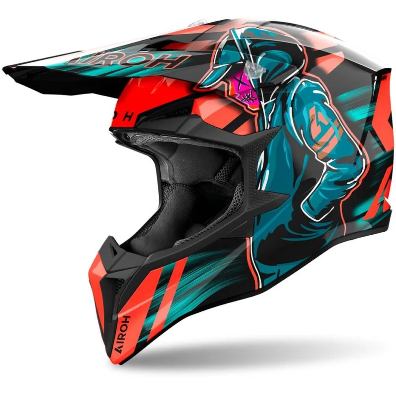 Non Perdere Airoh WRAAAP CYBER Orange Cross Enduro Motorcycle Helmet