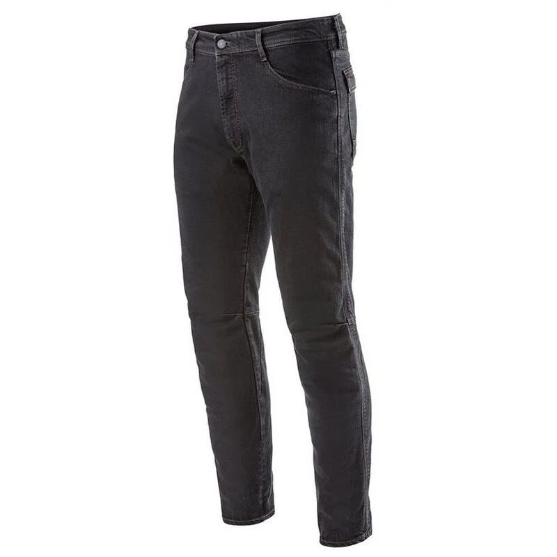 Alpinestars ALU Denim Black Motorcycle Pants Overdyed Popolare