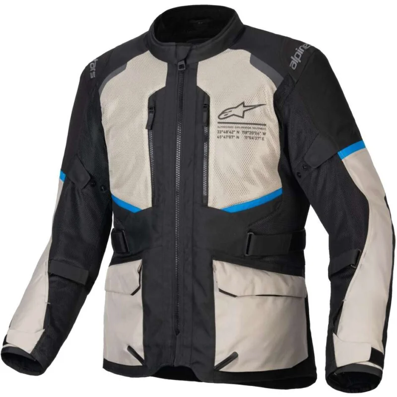 Alpinestars ANDES AIR DRYSTAR Motorcycle Jacket Black Grey Bright Blue Reso Gratuito