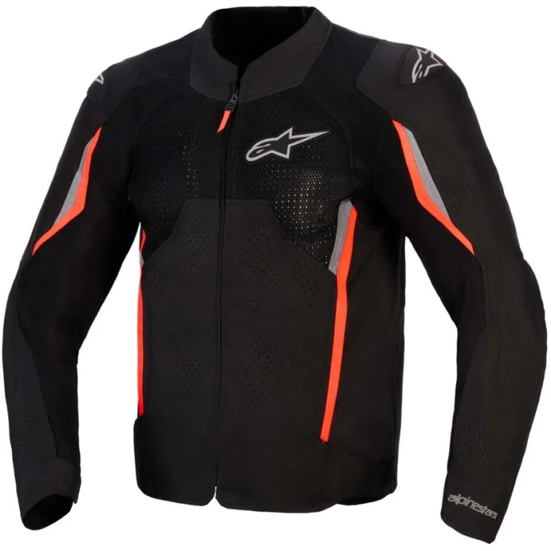 Alpinestars AST V3 AIR Motorcycle Jacket Black Dark Grey Fluorescent Red Prezzo Scontato