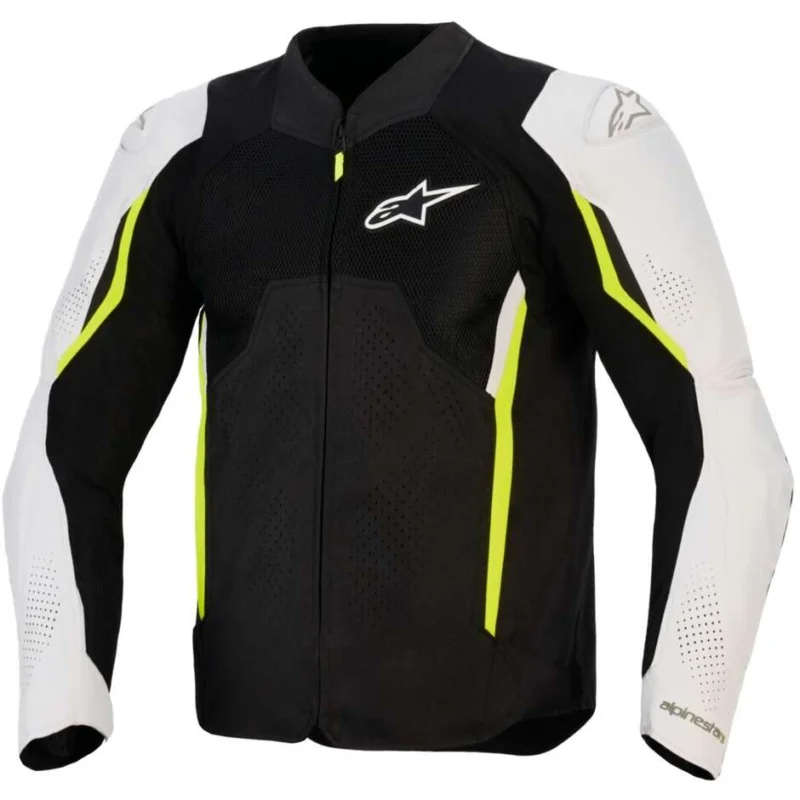 Più Venduto Alpinestars AST V3 AIR Motorcycle Jacket Black Silver Fluorescent Yellow