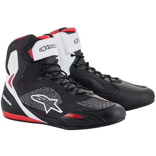 Ultime Pezzi Alpinestars Certified Motorcycle Shoes FASTER-3 RIDEKNIT Black White Red