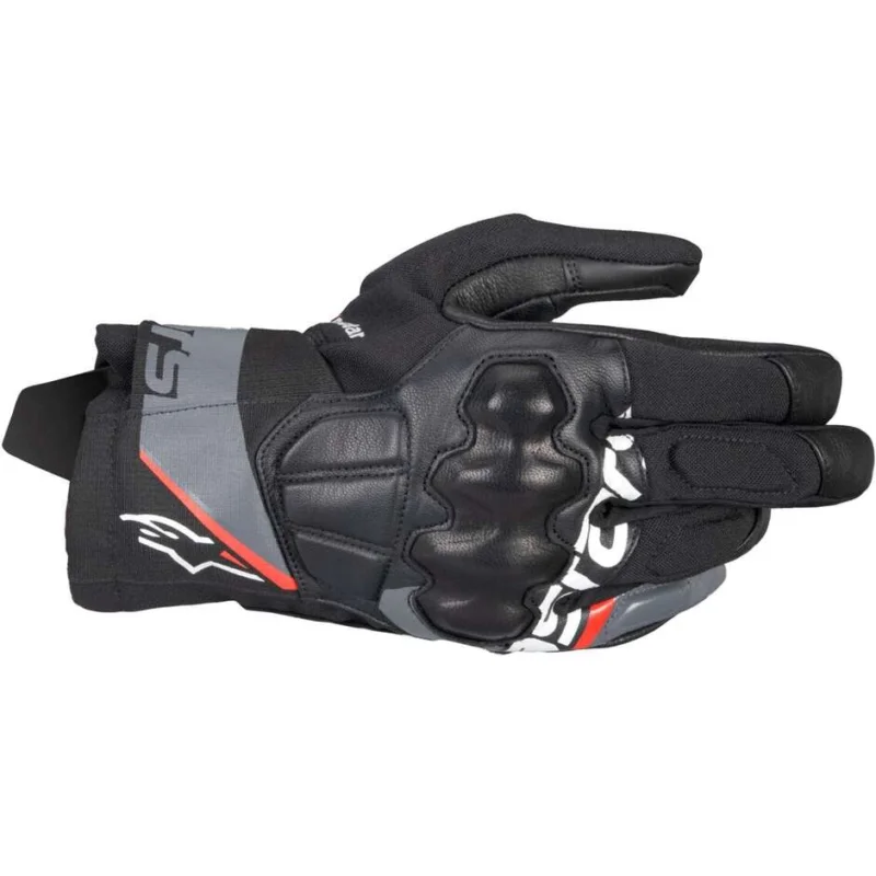 Occasione Imperdibile Alpinestars COROZAL V3 DRYSTAR Leather Motorcycle Gloves Black Deep Grey Fluorescent Red