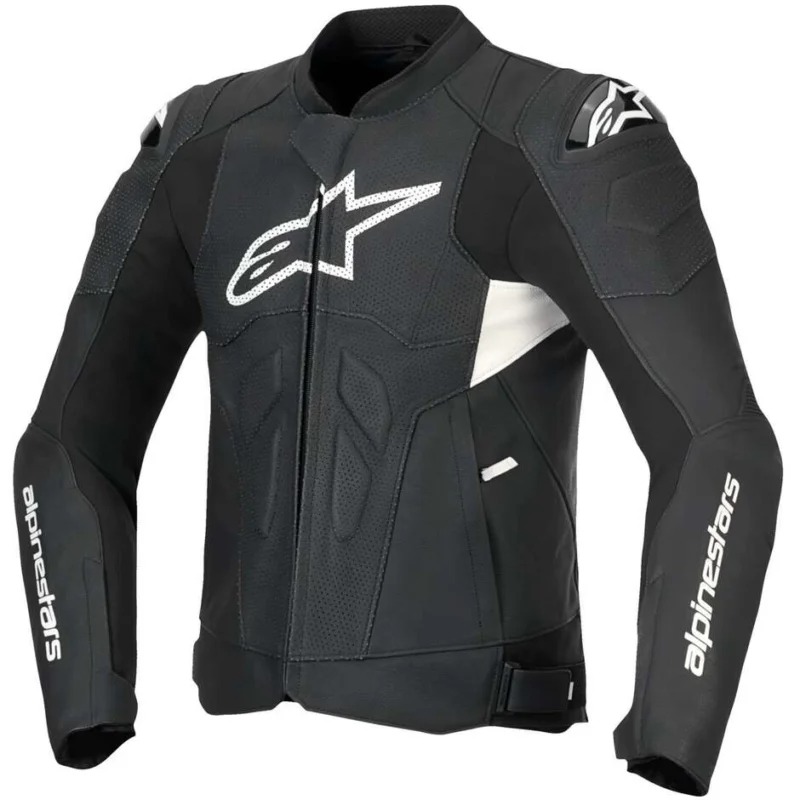 Pagamento Sicuro Alpinestars DUSK AIRFLOW Leather Motorcycle Jacket Black White