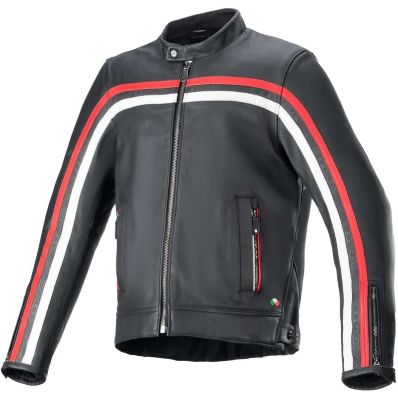 Saldi Alpinestars DYNO Motorcycle Jacket Black Ruby Red Ecru