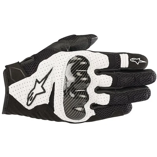 Occasione Imperdibile Alpinestars Fabric Motorcycle Gloves SMX-1 AIR v2 Black White