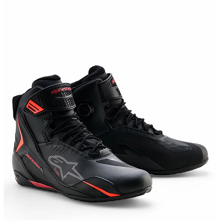 Nuova Collezione Alpinestars Faster 4 Drystar Technical Motorcycle Shoes Black Red