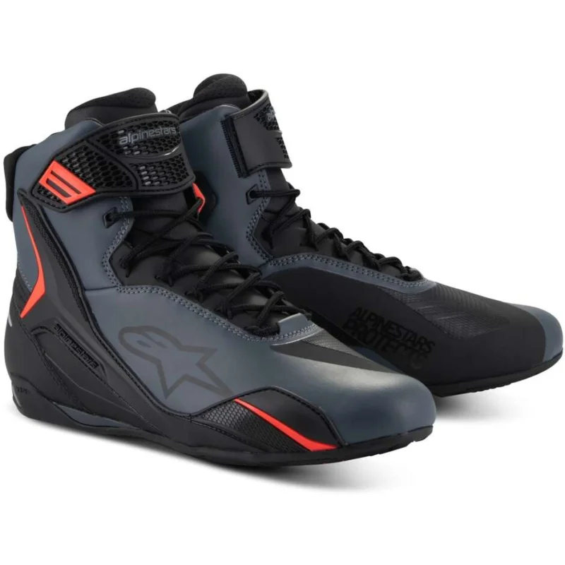 Prezzo Basso Alpinestars FASTER-4 Motorcycle Shoes Black Grey Red Fluorescent
