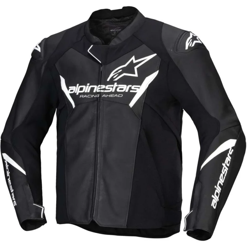 Alpinestars FASTER V3 Leather Motorcycle Jacket Black White Prezzo Scontato