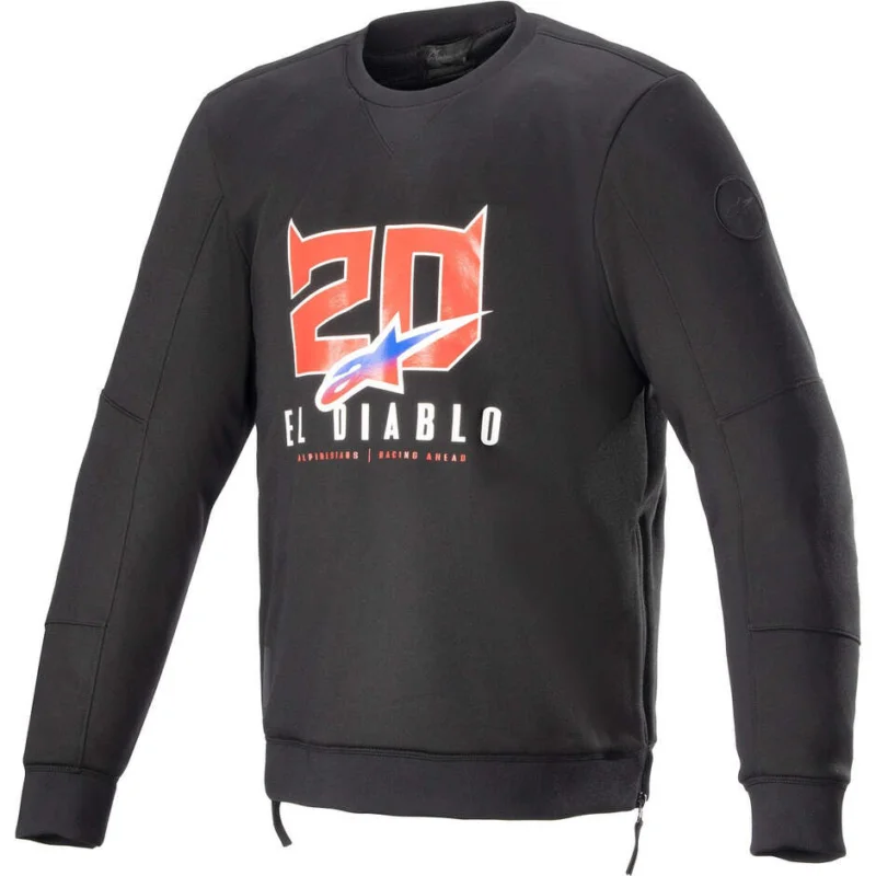 Alpinestars FQ20 LEGIT CREW Motorcycle Pullover Black Bright Red Offerta Del Giorno