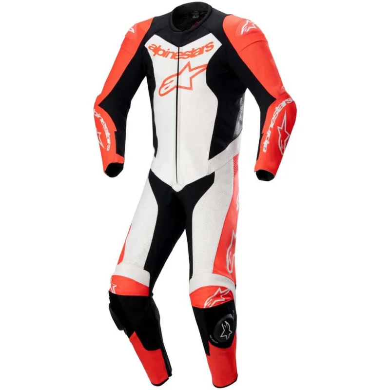 Alpinestars GP FORCE LURV 1PC One Piece Motorcycle Suit Fluorescent Red White Black Spedizione Gratuita