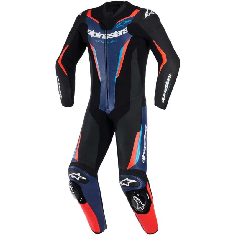 Prezzo Basso Alpinestars GP FORCE V2 1PC Full Leather Motorcycle Suit Black Bu Red