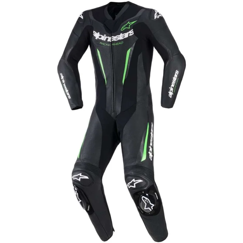 Alpinestars GP FORCE V2 1PC Full Leather Motorcycle Suit Black Green Offerta Speciale