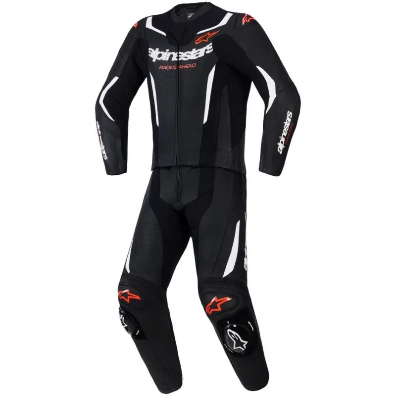 Vendita Finale Alpinestars GP FORCE V2 2 PC Divisible Motorcycle Suit Black White Fluo Red