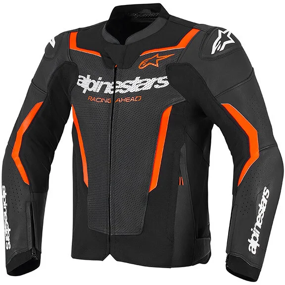Solo Oggi Alpinestars GP FORCE V2 Airflow Leather Motorcycle Jacket Black Fluorescent Red