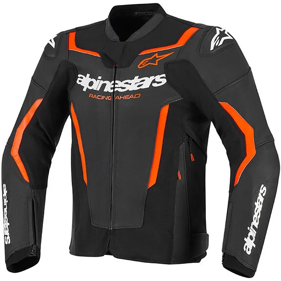 Acquista Ora Alpinestars GP Force V2 Leather Motorcycle Jacket Black Fluorescent Red
