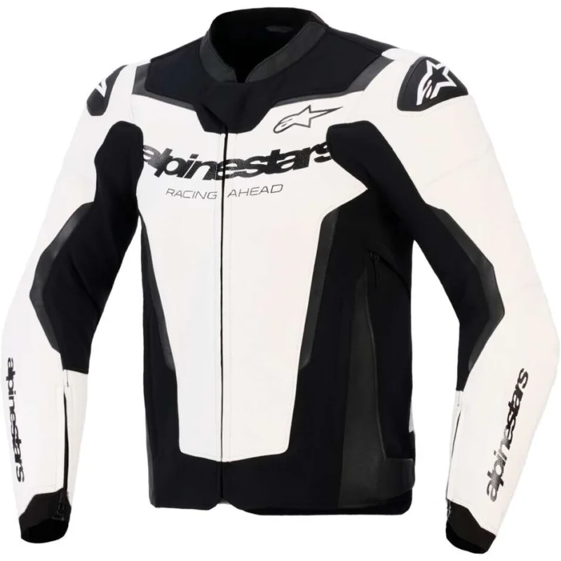 Alpinestars GP Force V2 Leather Motorcycle Jacket White Black Miglior Prezzo