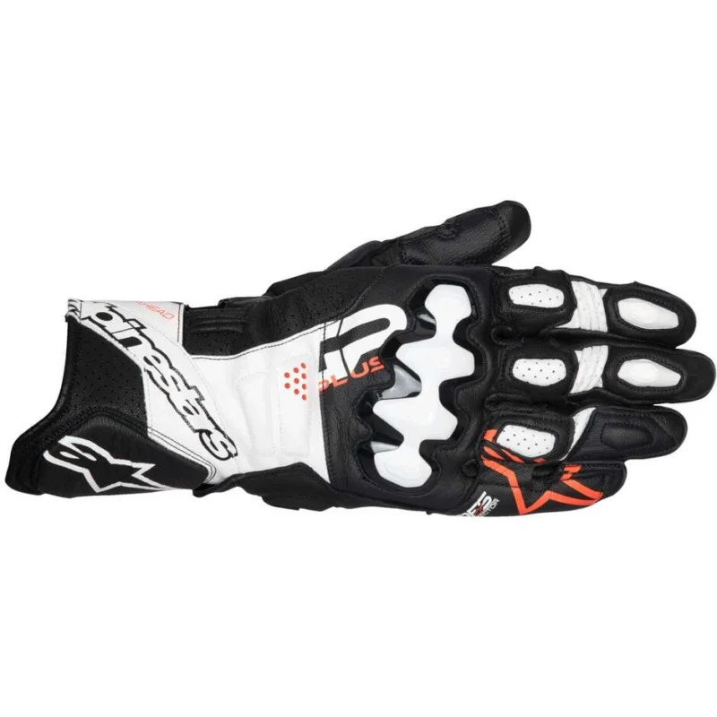 Alpinestars GP PLUS R V3 Leather Motorcycle Gloves Black White Red Fluorescent Miglior Prezzo