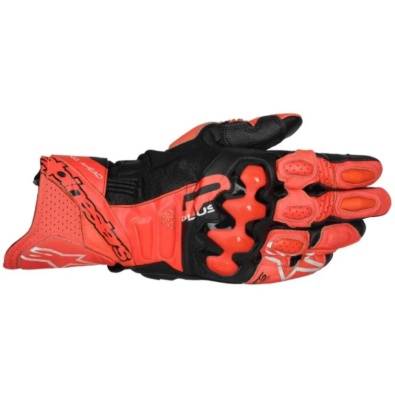 Spedizione Gratuita Alpinestars GP PLUS R V3 Leather Motorcycle Gloves Bright Red Fluorescent Red Black