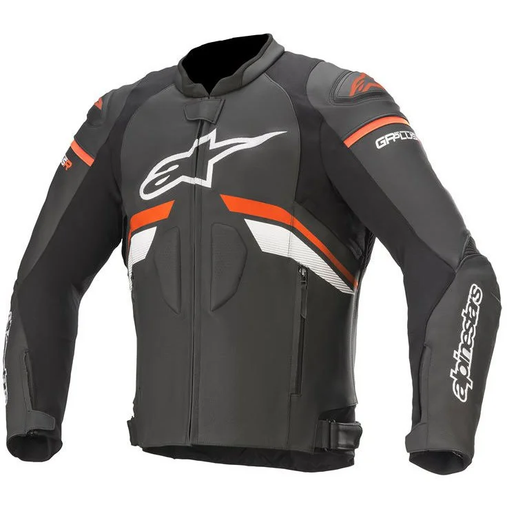 Offerta Speciale Alpinestars GP PLUS R V3 Leather Motorcycle Jacket White Fluo Red Black