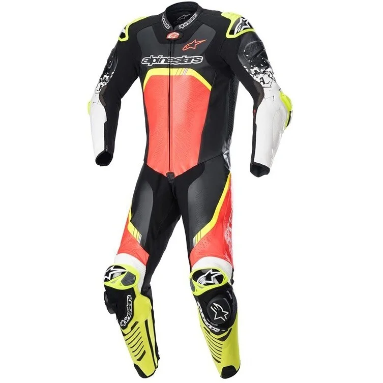 Solo Oggi Alpinestars GP TECH V4 1 PC SUIT Full Motorcycle Suit Fluo Yellow Fluo Red Black