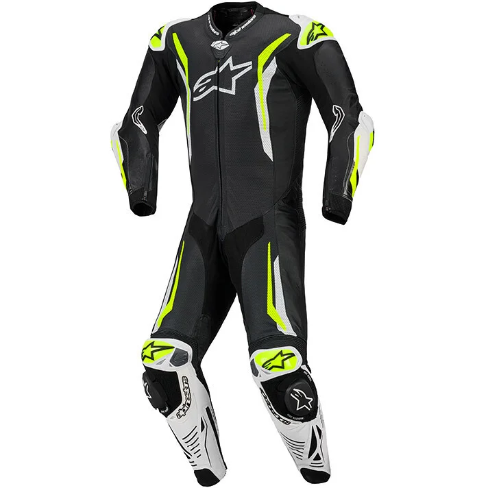 Alpinestars GP Tech V5 Professional Motorcycle Suit Black White Yellow Prezzo Di Fabbrica