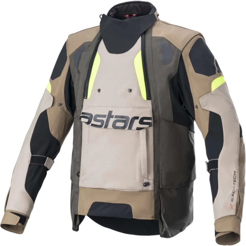 Prezzo Ridotto Alpinestars HALO DRYSTAR Dark Khaki Sand Fluo Yellow Motorcycle Jacket