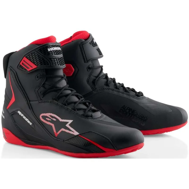 Vendita Finale Alpinestars Honda Faster-4 Motorcycle Shoes Black Red