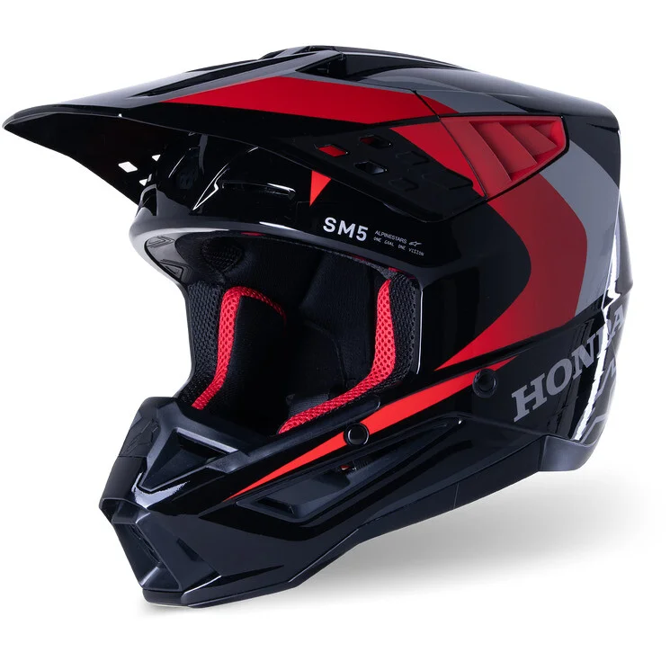 Alpinestars HONDA S-M5 ECE 22.06 Motorcycle Helmet Black Red Gloss Occasione