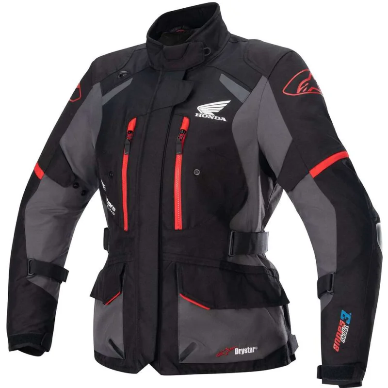 Alpinestars HONDA STELLA ANDES V3 DRYSTAR Women's Touring Motorcycle Jacket Black Gray Red Di Tendenza
