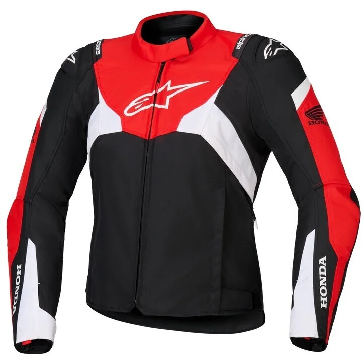 Alpinestars Honda STELLA T-JAWS V4 WP Women's Motorcycle Jacket, Black, Bright Red, White Solo Oggi