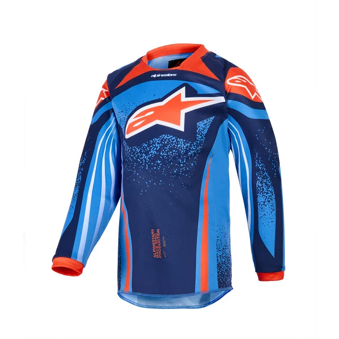 Alpinestars KIDS RACER NOMUR Orange Blue Light Blue Cross Enduro Motorcycle Jersey Miglior Prezzo