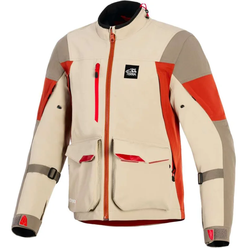 Reso Gratuito Alpinestars MAXDURA DRYSTAR XF LAMINATED ARMORED SHELL Motorcycle Jacket Aluminum Walnut Rust Brown
