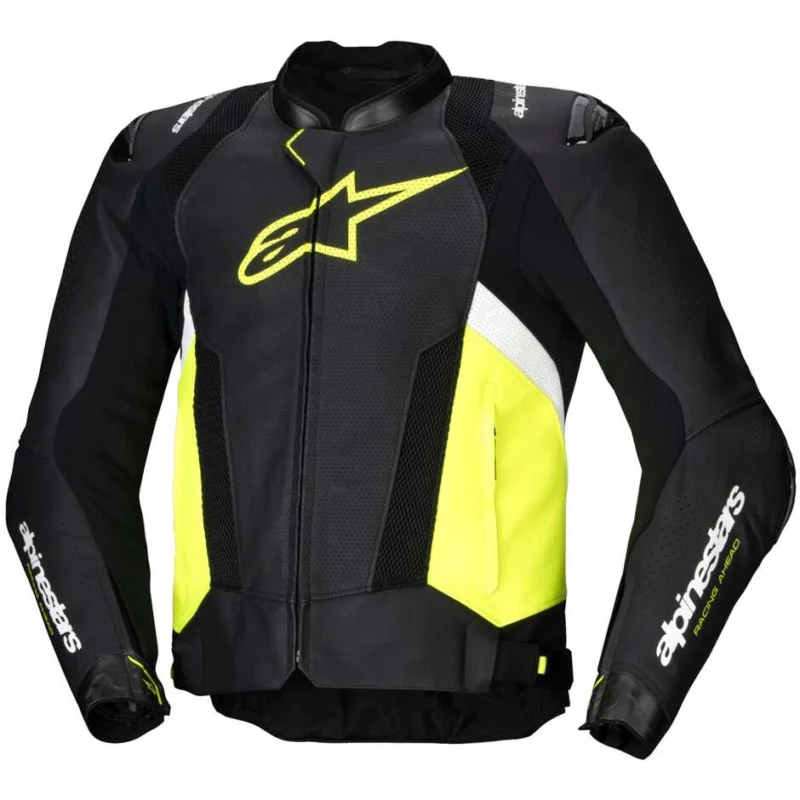 Alpinestars MISSILE V3 AIRFLOW Leather Motorcycle Jacket Black Fluorescent Yellow White Ultimissimo Modello