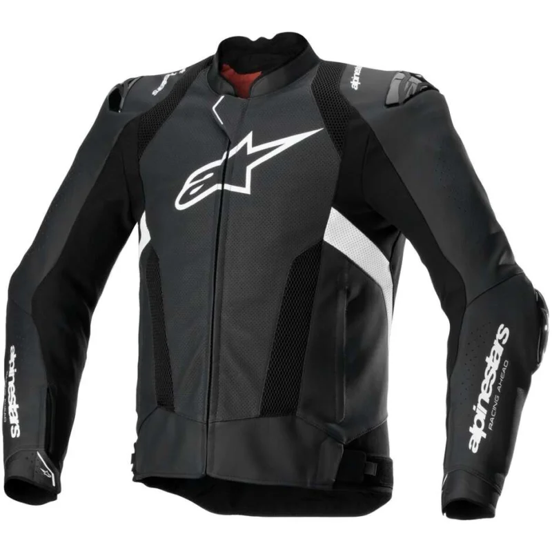 Alpinestars MISSILE V3 AIRFLOW Leather Motorcycle Jacket Black White Saldi