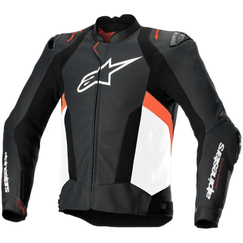 Compra Adesso Alpinestars MISSILE V3 AIRFLOW Leather Motorcycle Jacket Black White Red Fluorescent