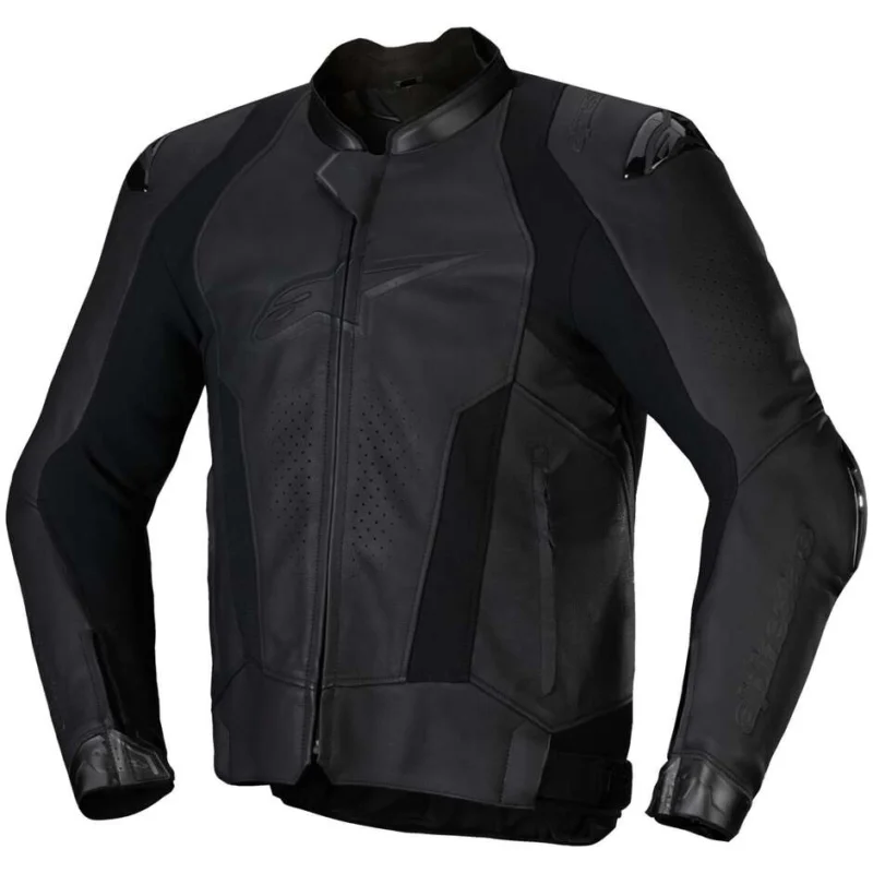 Alpinestars MISSILE V3 Leather Motorcycle Jacket Black Black Offerta Limitata