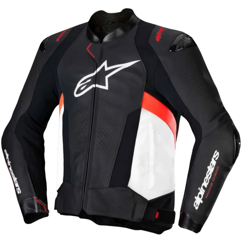 Alpinestars MISSILE V3 Leather Motorcycle Jacket Black White Red Fluorescent Must-Have