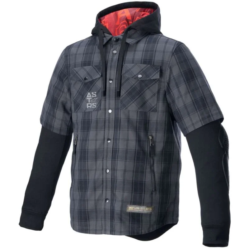 Alpinestars MO.ST.EQ TARTAN SHIRT Black Gray Black Motorcycle Shirt Compra Adesso