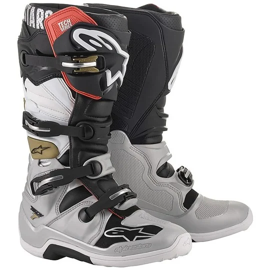 Soddisfatti O Rimborsati Alpinestars Moto Cross Enduro Boots TECH 7 Black Silver White Gold