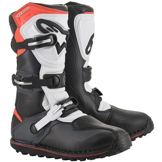 Alpinestars Moto Cross Enduro Boots TECH T Black Gray Red Fluo Soddisfatti O Rimborsati