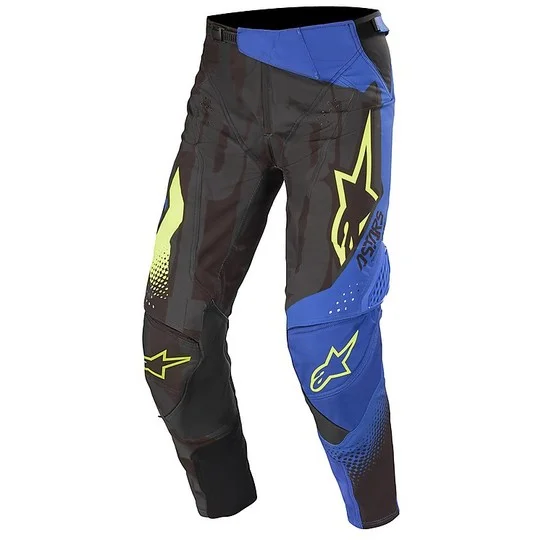 Offerta Alpinestars MX20 TechStar Factory Cross Enduro Motorcycle Pants Black Yellow Fluo blu
